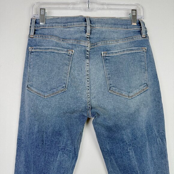 Frame Le Skinny de Jeanne Fray Hem Stiletto Jeans Dupont Wash Skinny Size 29 EUC - Picture 10 of 13